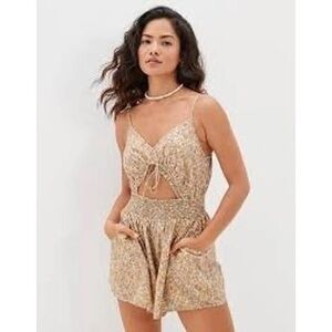 Smocked American Eagle Outfitters Floral Romper with cutout